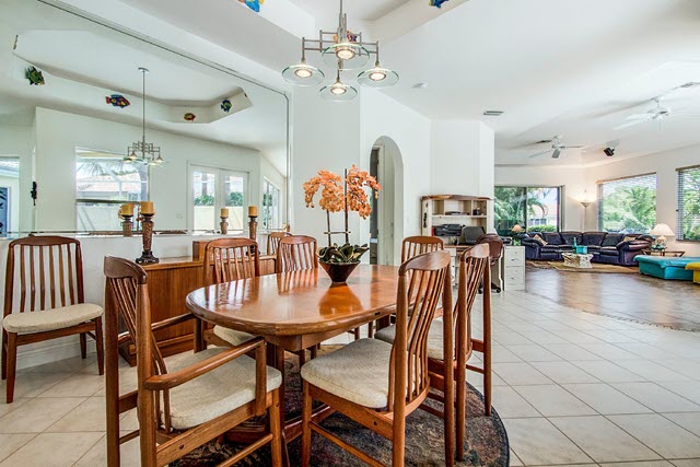 Solid wood dining table with leaf